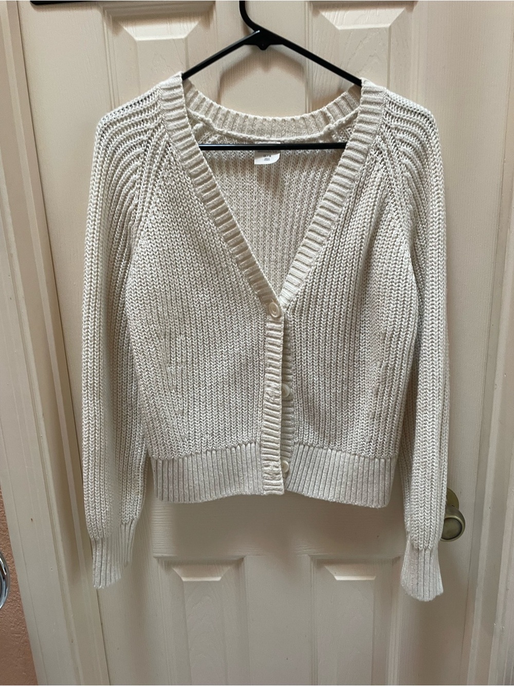 Abercrombie Kids- Cream V-Neck Button Cardigan Sweater